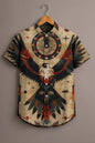 Spretix Men's Premium Eagle Graphic Print Mandarin Collar Half Sleeve Shirt