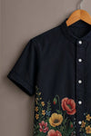 Spretix Men's Premium Floral Garden Print Mandarin Collar Half Sleeve Shirt