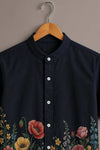 Spretix Men's Premium Floral Garden Print Mandarin Collar Half Sleeve Shirt