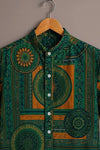 Spretix Men's Premium Geometric Mandala Print Mandarin Collar Half Sleeve Shirt