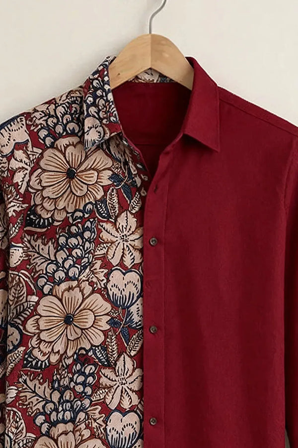 Spretix Men's Premium Floral Patchwork Casual Full Sleeve Shirt