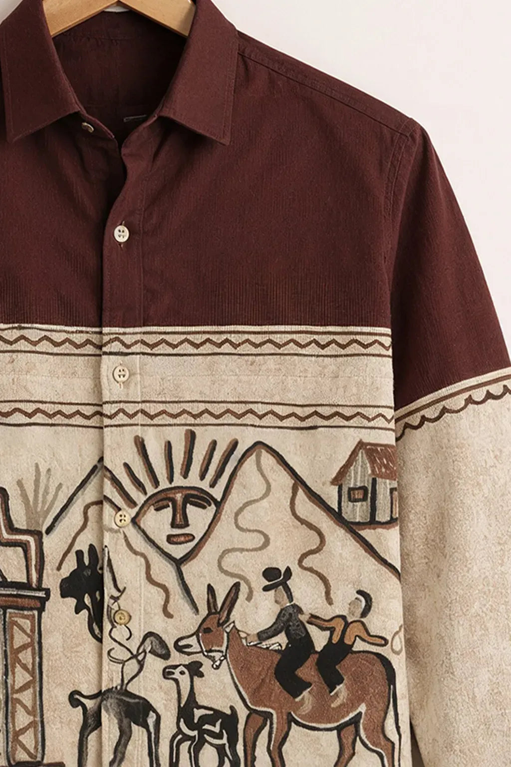 Spretix Vintage Tribal Art Printed Full Sleeve Casual Shirt for Men