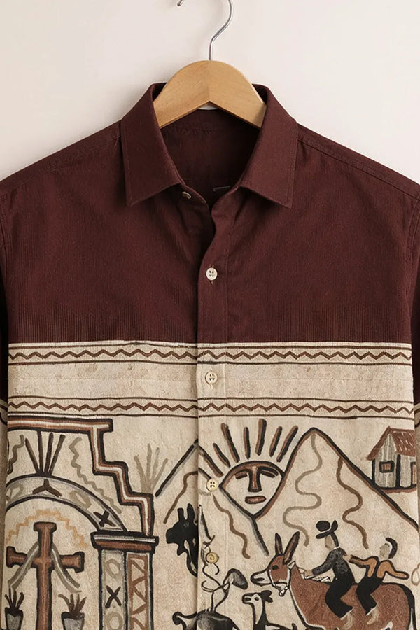 Spretix Vintage Tribal Art Printed Full Sleeve Casual Shirt for Men