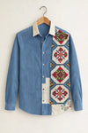 Spretix Men's Premium Ethnic Patchwork Corduroy Casual Shirt