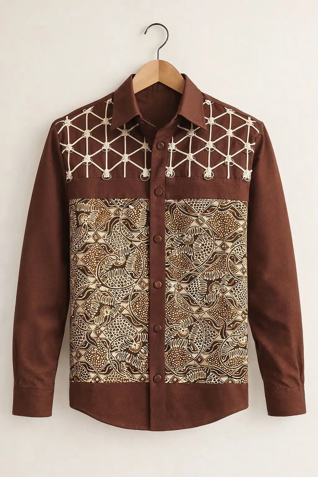 Spretix Men's Premium Batik Patchwork Casual Full Sleeve Shirt