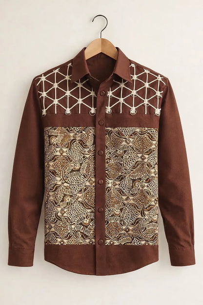 Spretix Men's Premium Batik Patchwork Casual Full Sleeve Shirt