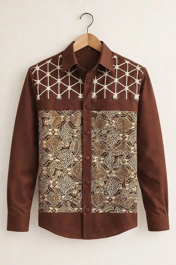 Spretix Men's Premium Batik Patchwork Casual Full Sleeve Shirt