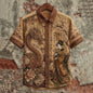 Spretix Premium Japanese Dragon & Geisha Art Casual Half Sleeve Shirt for Men