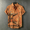 Spretix Premium Men's Samurai Fox Archer Graphic Cotton Linen Half Sleeve Casual Shirt