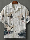 Spretix Premium Japanese Crane Art Printed Half Sleeve Casual Shirt for Men