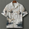 Spretix Premium Japanese Crane Art Printed Half Sleeve Casual Shirt for Men